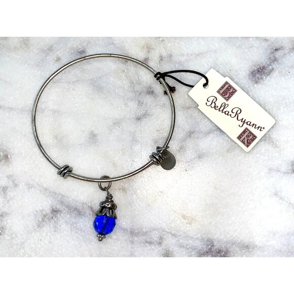Bella Ryann Jewelry - Bella Ryan Silver Blue Jade Gemstone Charm Bangle Bracelet NWT